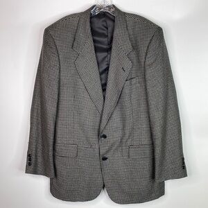 Dario Di Napoli Black Houndstooth Silk Wool Blend Blazer Jacket Size 42R